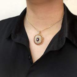 Broche Pendentif - Or, Email, Perles & Rubis - Castafiore