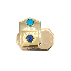 Broche Piero Dorazio Artcurial or jaune lapis - lazuli turquoise - Castafiore