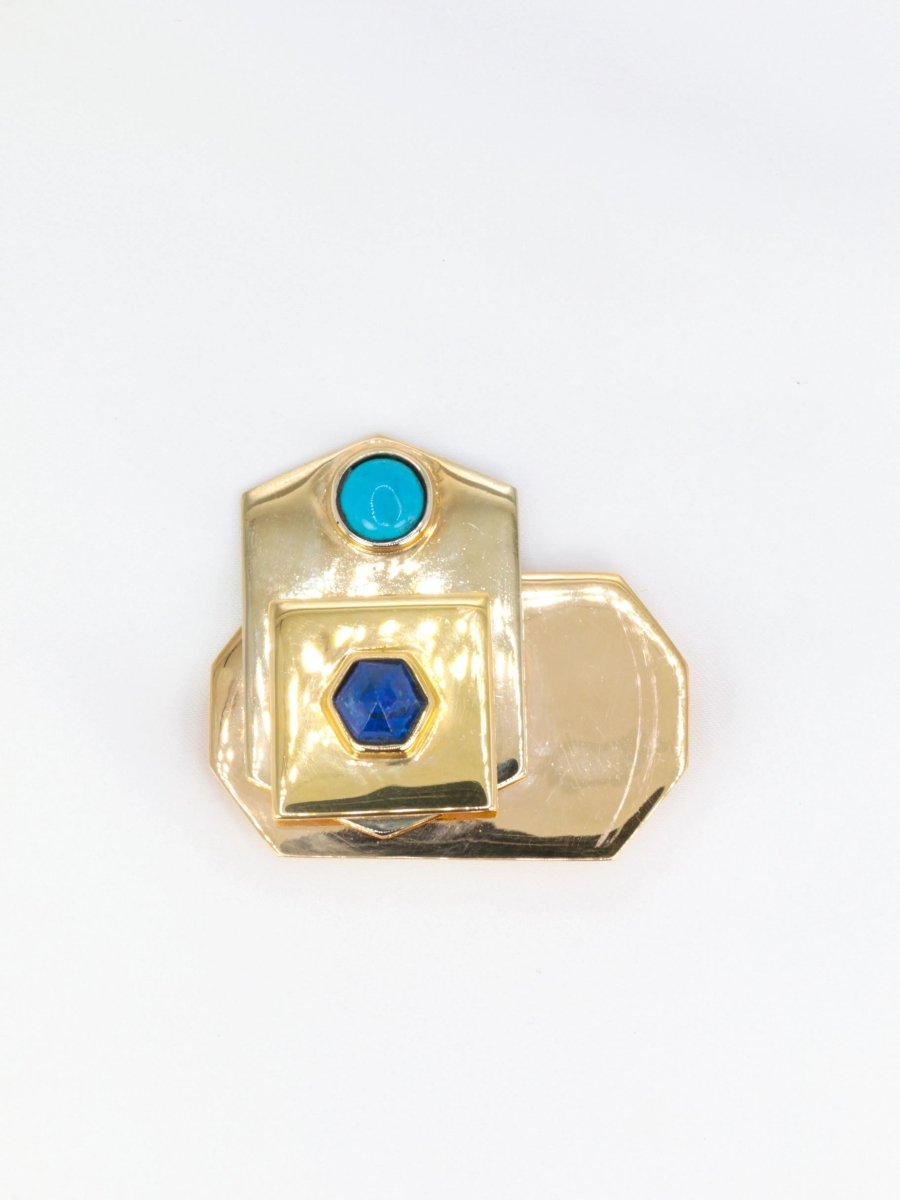 Broche Piero Dorazio Artcurial or jaune lapis - lazuli turquoise - Castafiore