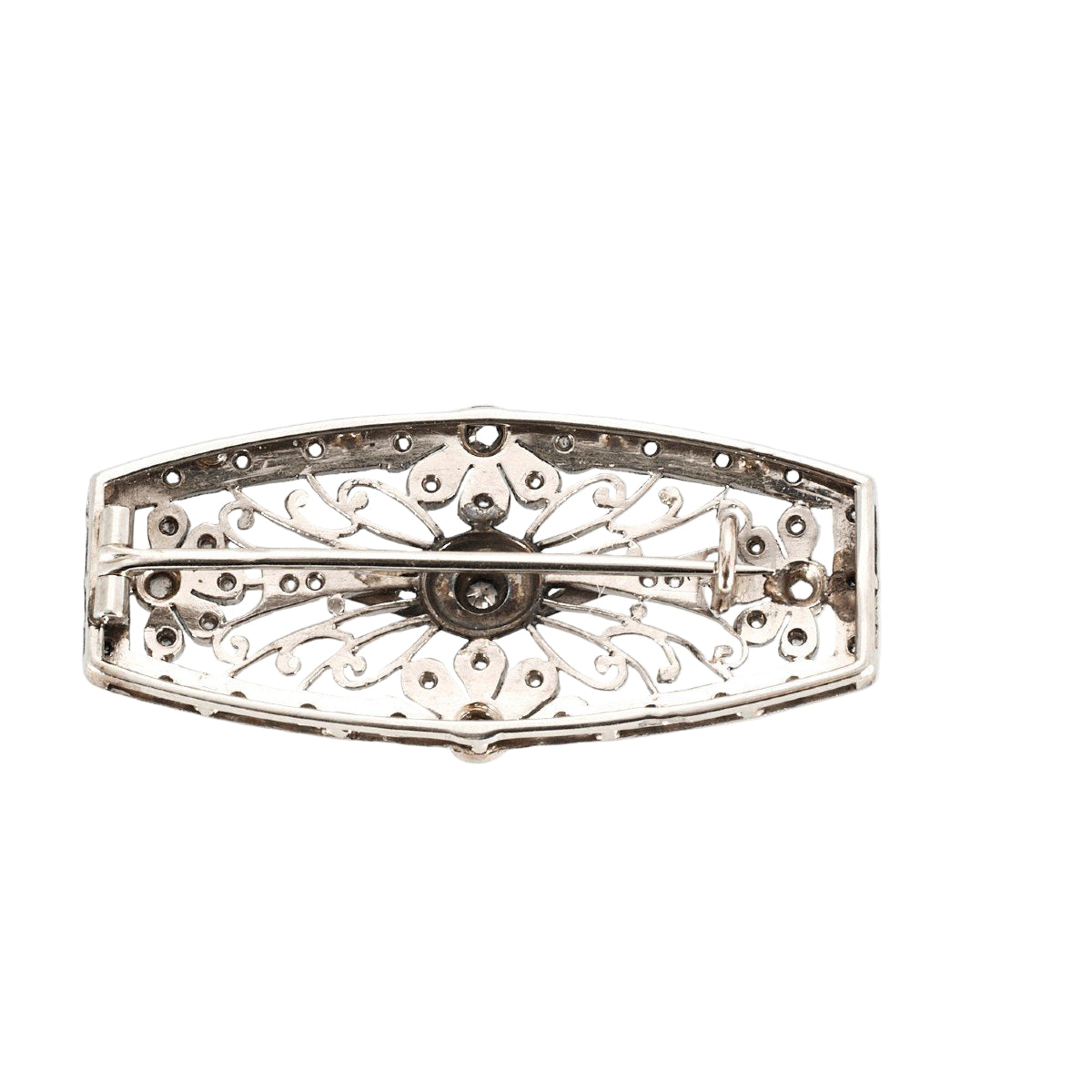 Broche Plaque art déco en or blanc et platine avec diamants - Castafiore