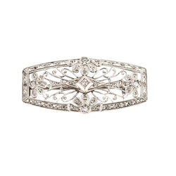 Broche Plaque art déco en or blanc et platine avec diamants - Castafiore