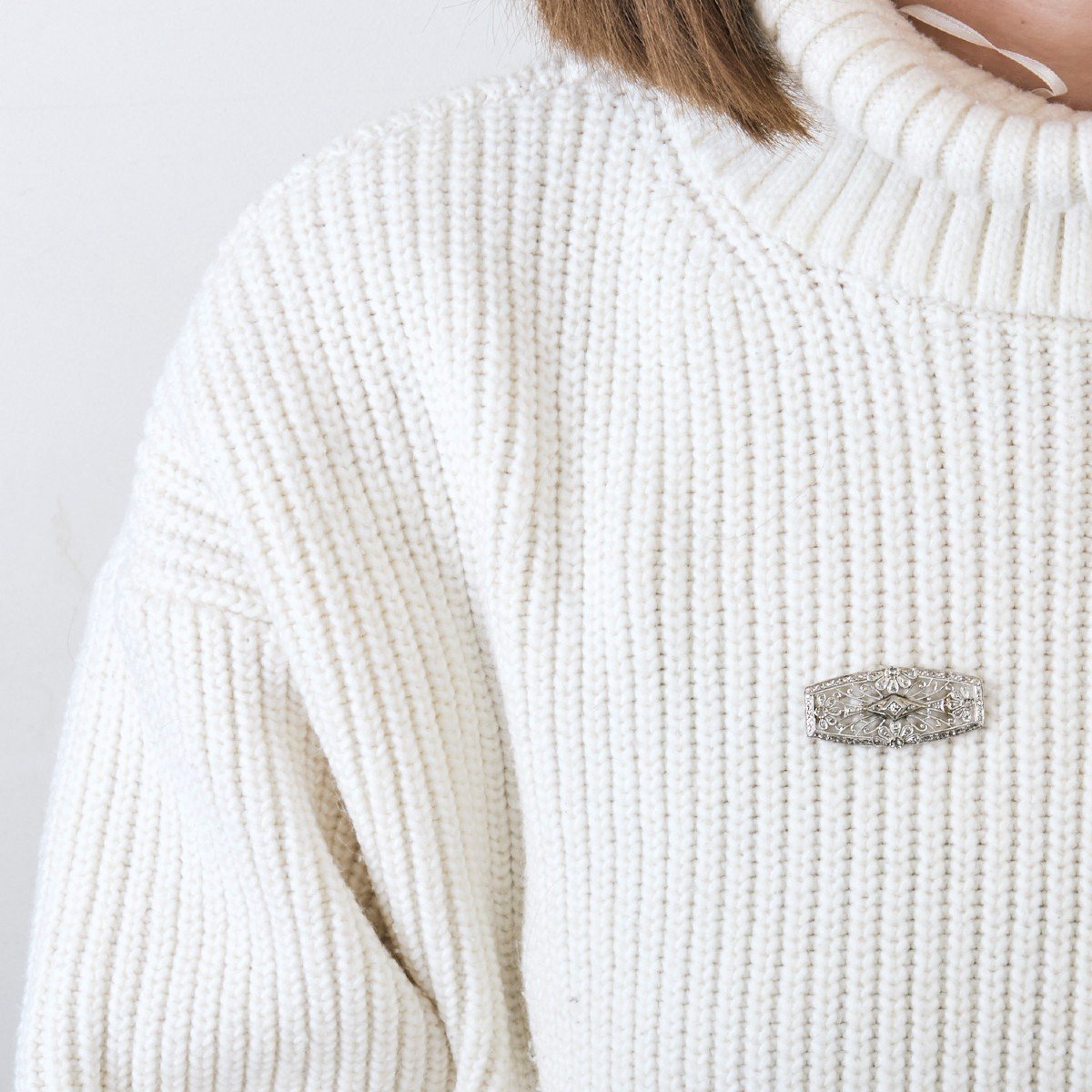 Broche Plaque art déco en or blanc et platine avec diamants - Castafiore