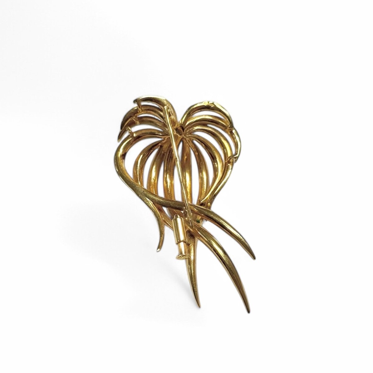 Broche « posidonie » en or jaune, émaillé vert et perle - Castafiore