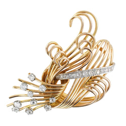 Broche rétro en or jaune et diamants - Castafiore