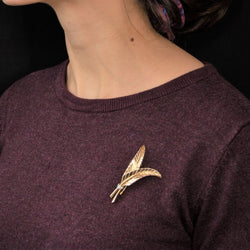 Broche rétro feuilles de fougère diamants - Castafiore