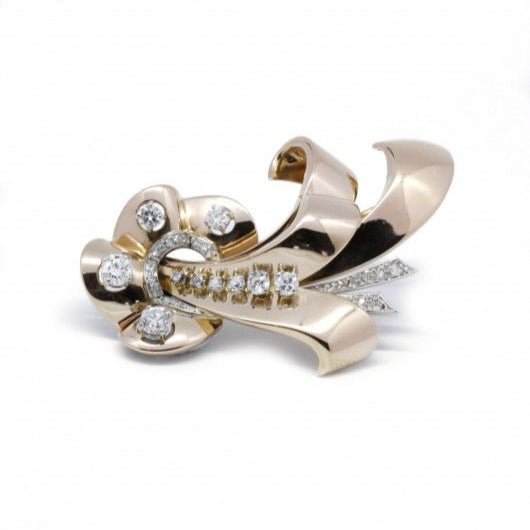 Broche Ruban en or jaune et diamants - Castafiore