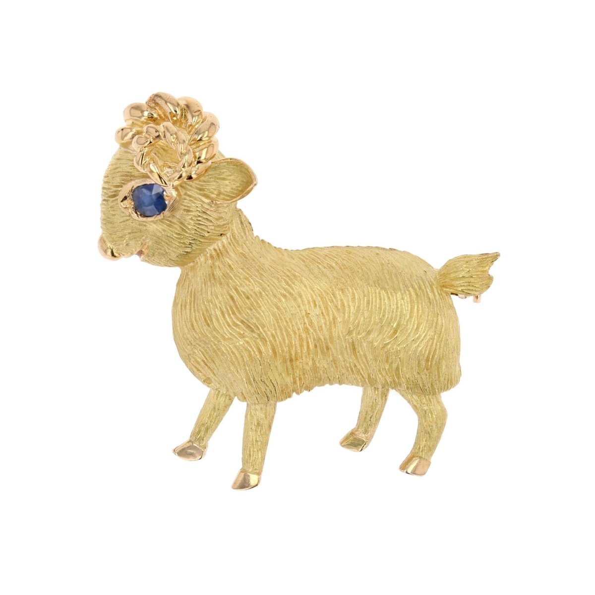 Broche Saphir bélier en or jaune - Castafiore