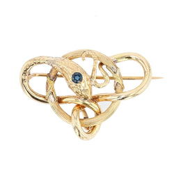 Broche serpent ancienne or et saphir - Castafiore