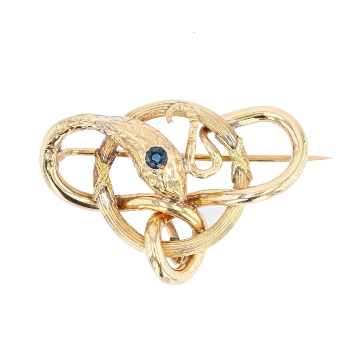 Broche serpent ancienne or et saphir - Castafiore
