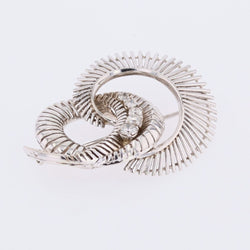 Brooch vintage white gold diamonds spiral