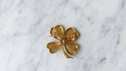 Broche Trèfle Diamants sur Or Jaune - Castafiore