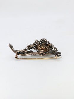 Broche trembleuse or argent diamants taille ancienne - Castafiore