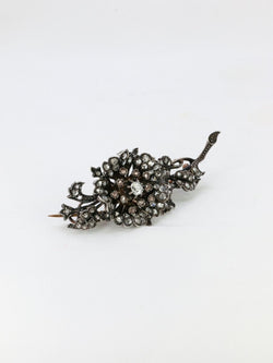 Broche trembleuse or argent diamants taille ancienne - Castafiore
