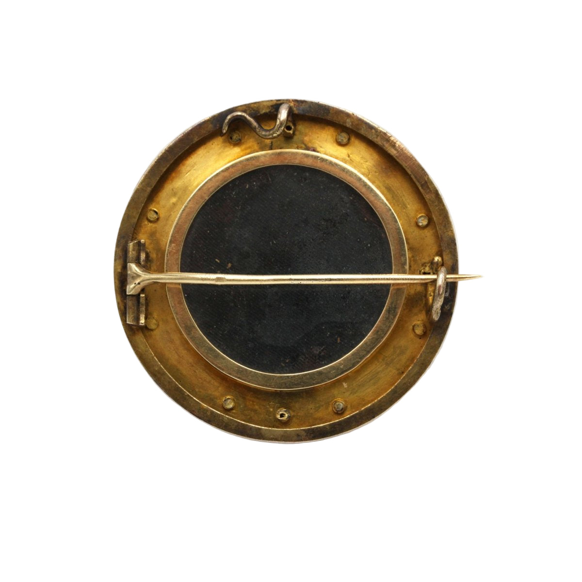 Broche URANIE Pendentif en or jaune émail noir agate émeraudes diamants - Castafiore