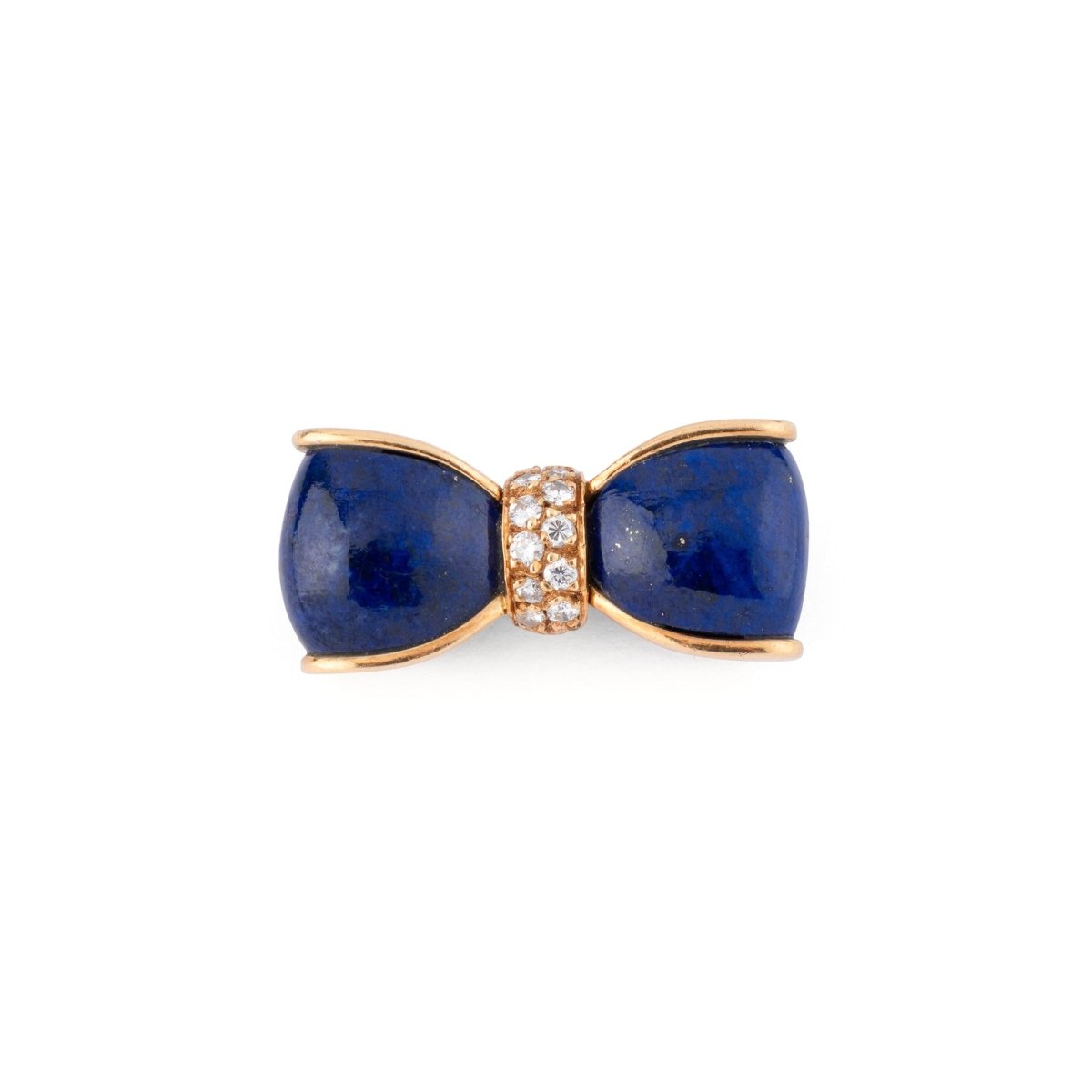 Broche VAN CLEEF & ARPELS "Nœud" en or jaune, lapis lazuli et diamants - Castafiore