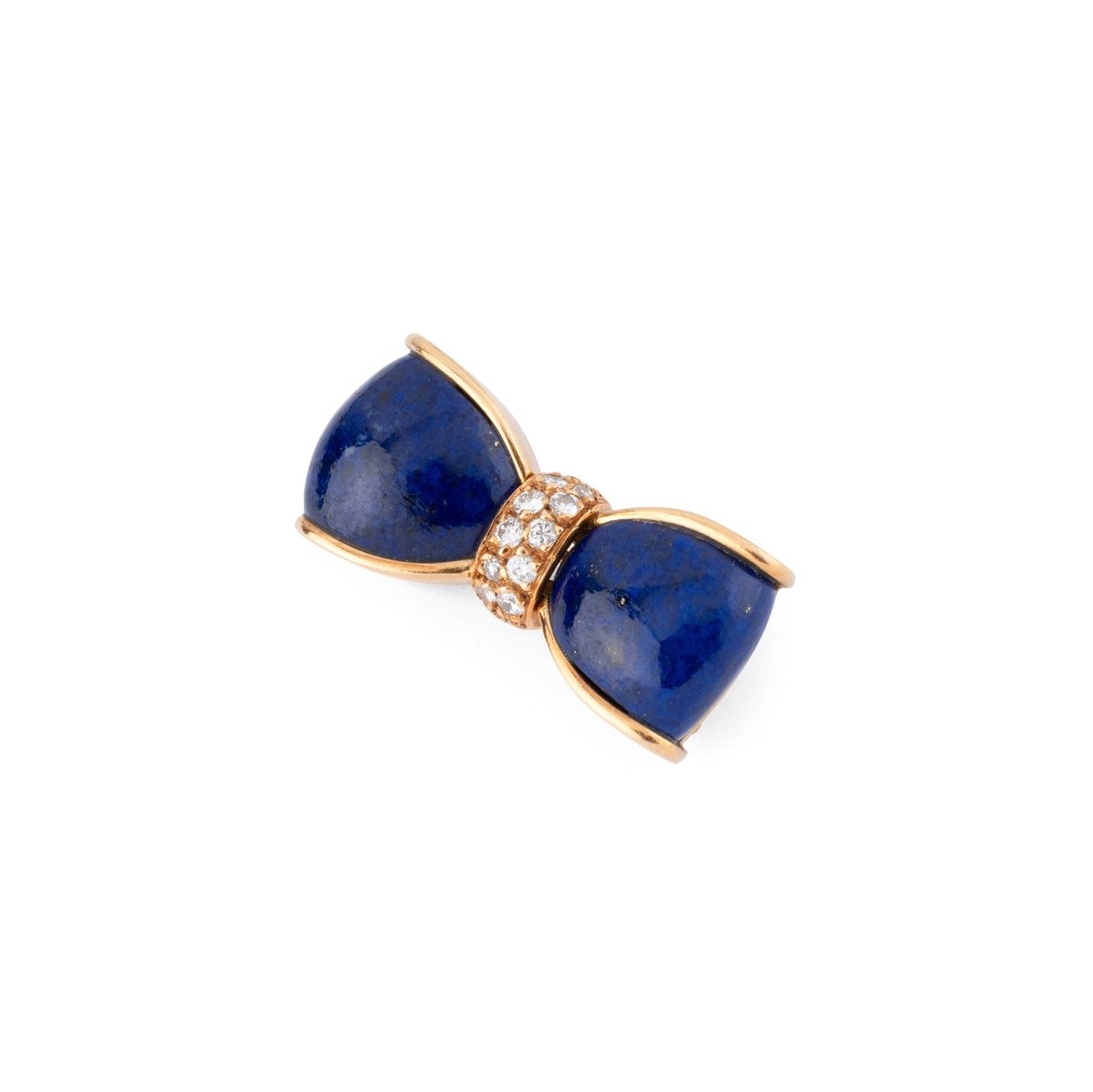 Broche VAN CLEEF & ARPELS "Nœud" en or jaune, lapis lazuli et diamants - Castafiore