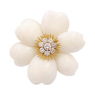 Broche Van Cleef & Arpels "Rose de Noël" or jaune, corail blanc, diamants. - Castafiore