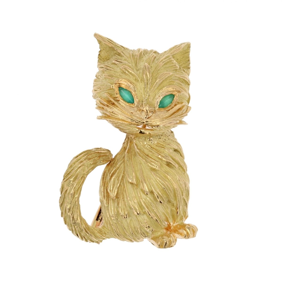 Broche vintage chat en or jaune - Castafiore