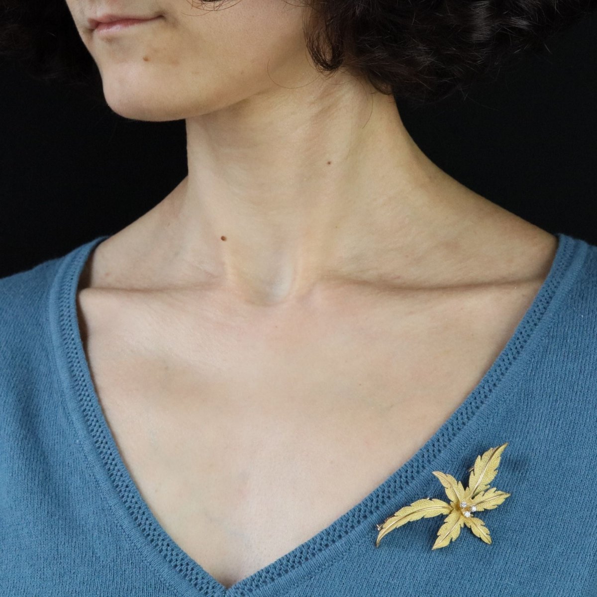 Brooch in amati gold and diamonds