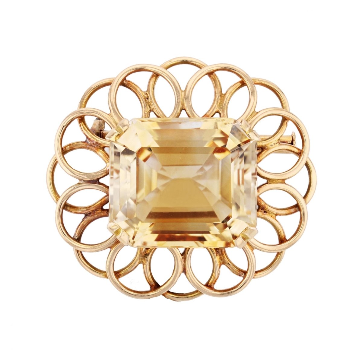 Broche VINTAGE Fleur en or jaune et citrine - Castafiore