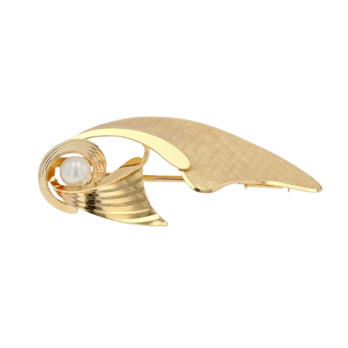 Broche VINTAGE Noeud en or jaune et perle - Castafiore