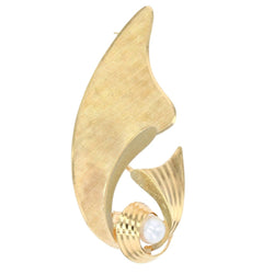 Broche VINTAGE Noeud en or jaune et perle - Castafiore