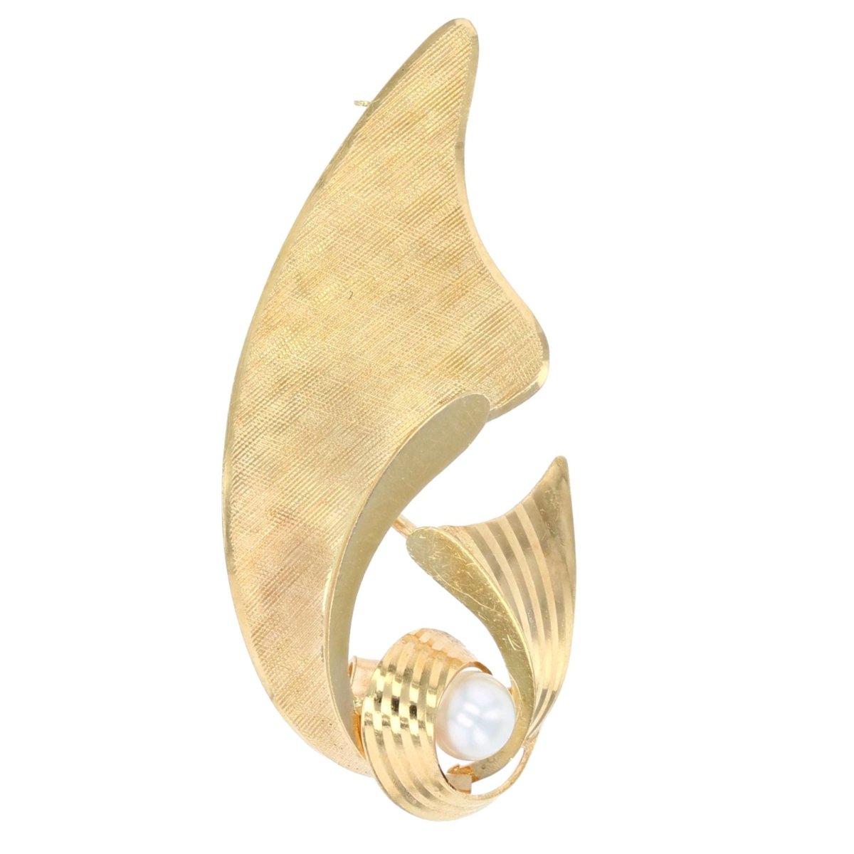 Broche VINTAGE Noeud en or jaune et perle - Castafiore