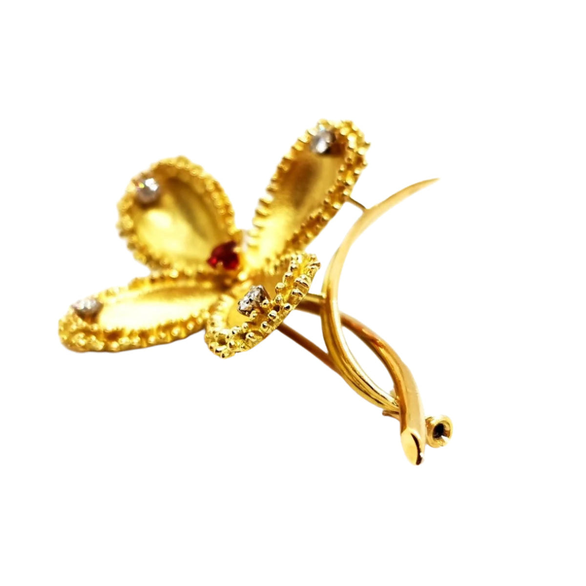Broche Vintage Or jaune Rubis - Castafiore