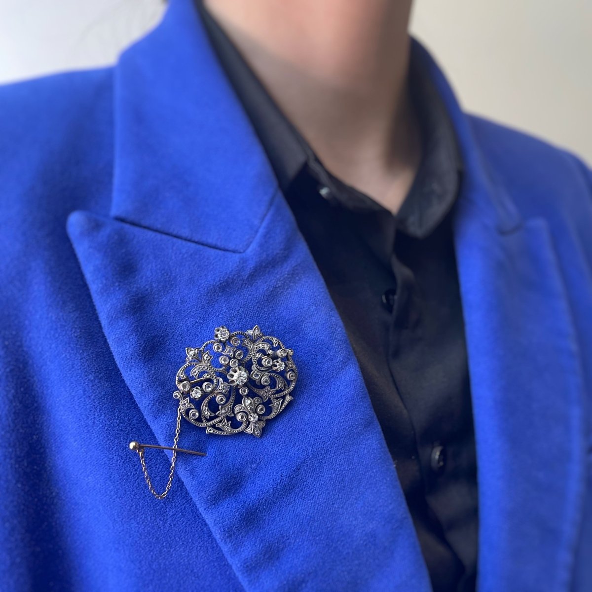 Broche XIXème - Or, Argent et diamants