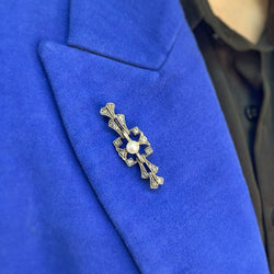 Broche XIXème - Or, Argent, perle et diamants