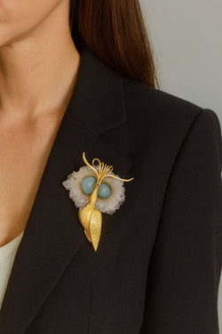 Broche/pendentif hiboux époque 1950/1960 - Castafiore