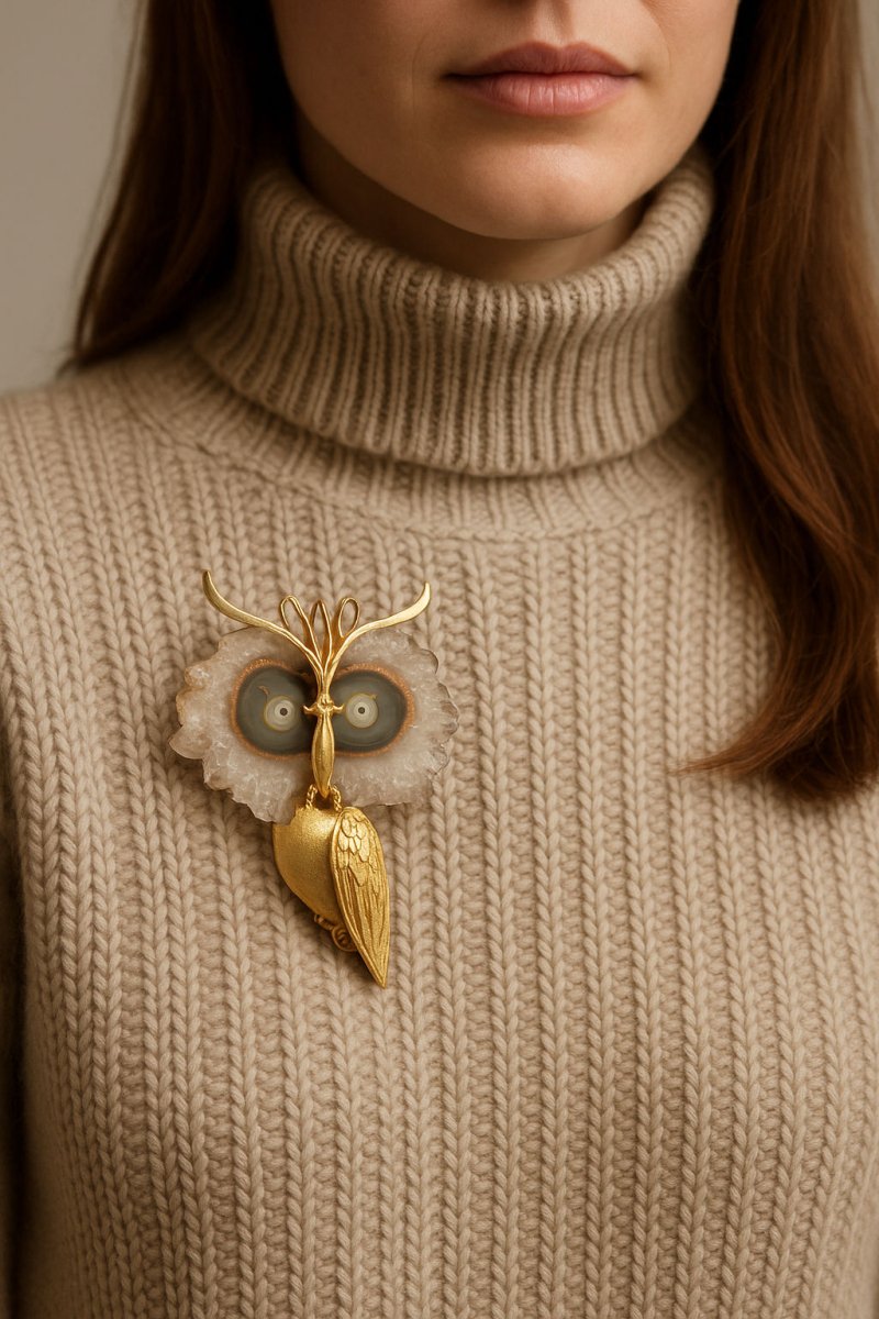 Broche/pendentif hiboux époque 1950/1960 - Castafiore