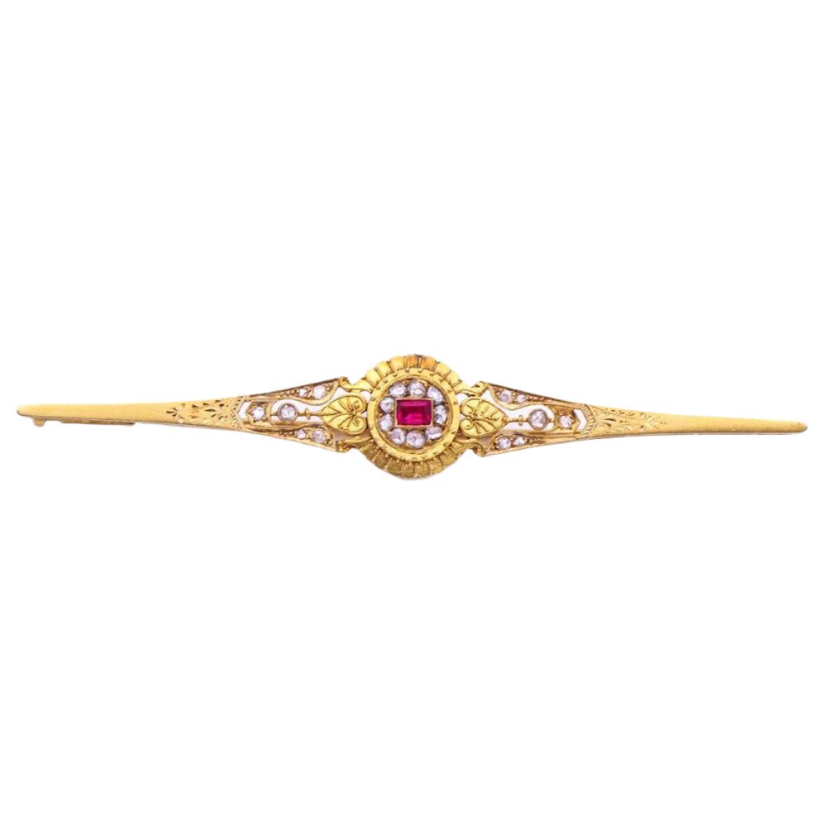 BROCHETTE ISABELINE en or avec diamants et rubis - Castafiore