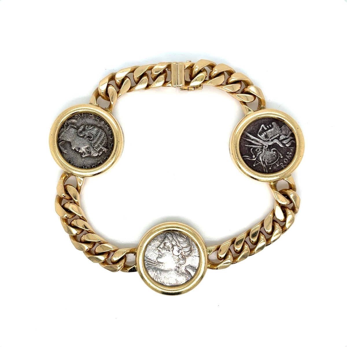 Bulgari 18K Gold “Monete” Bracelet with Ancient Roman and Etruscan Silver Coins – Signed, Circa 1980s - Castafiore
