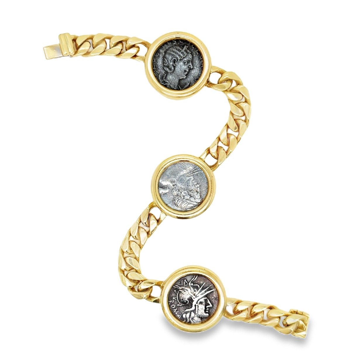 Bulgari 18K Gold “Monete” Bracelet with Ancient Roman and Etruscan Silver Coins – Signed, Circa 1980s - Castafiore