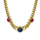 Bulgari 1970' Ruby Sapphire Diamond Curb Link Necklace - Castafiore