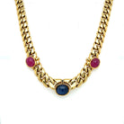 Bulgari 1970' Ruby Sapphire Diamond Curb Link Necklace - Castafiore