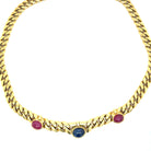 Bulgari 1970' Ruby Sapphire Diamond Curb Link Necklace - Castafiore