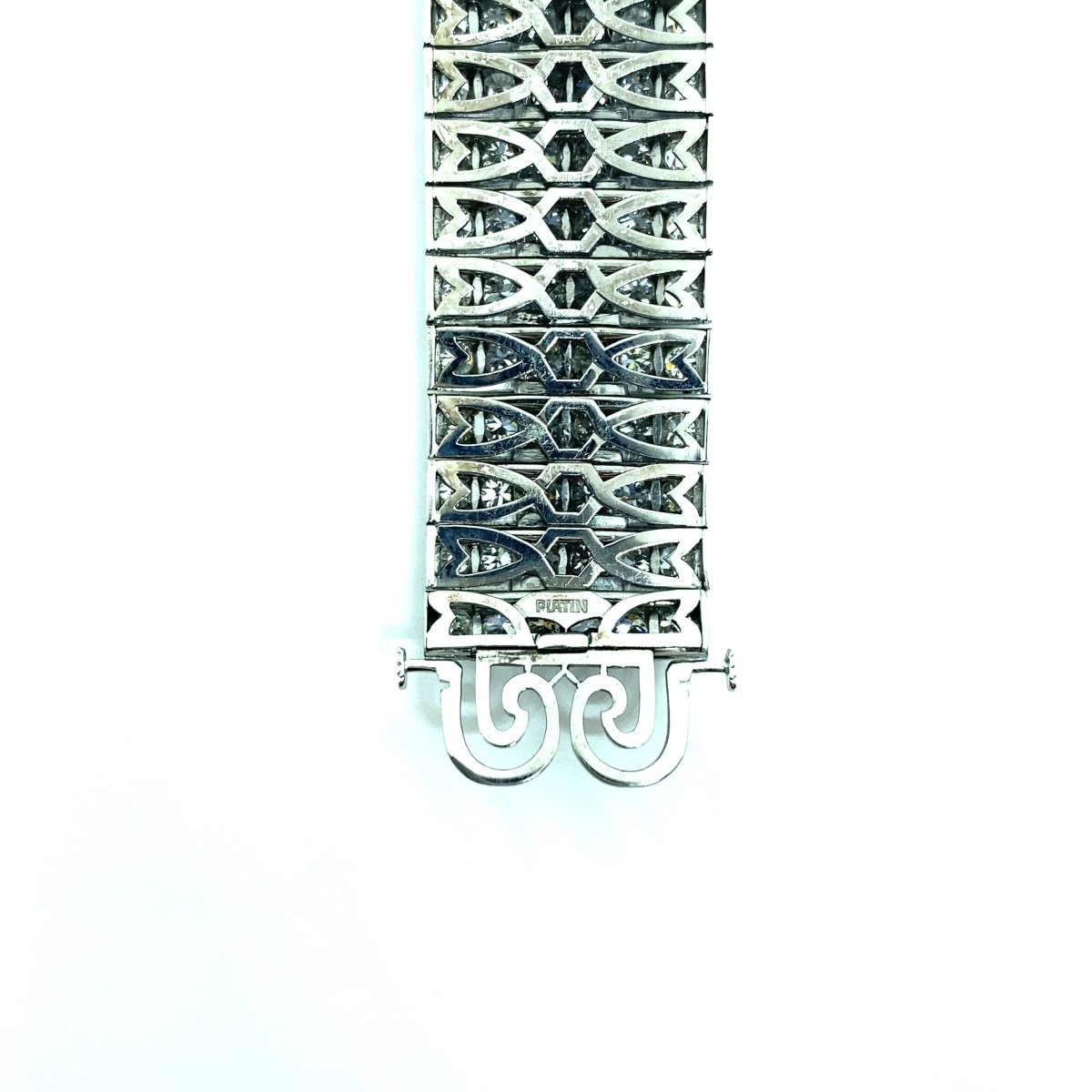 Bulgari Art Deco 30 Carat Diamond Engraved Platinum Tennis Bracelet - Castafiore