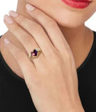 Bulgari Baccellato Pink Tourmaline & Amethyst Heart Gold Ring - Castafiore