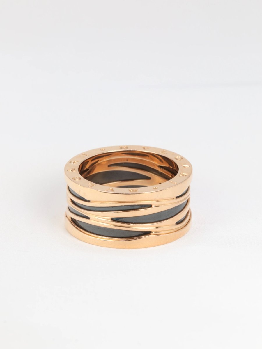 BULGARI - Bague B.zero1 Design Legend Z. HADID Genderless, or rose et céramique - Castafiore