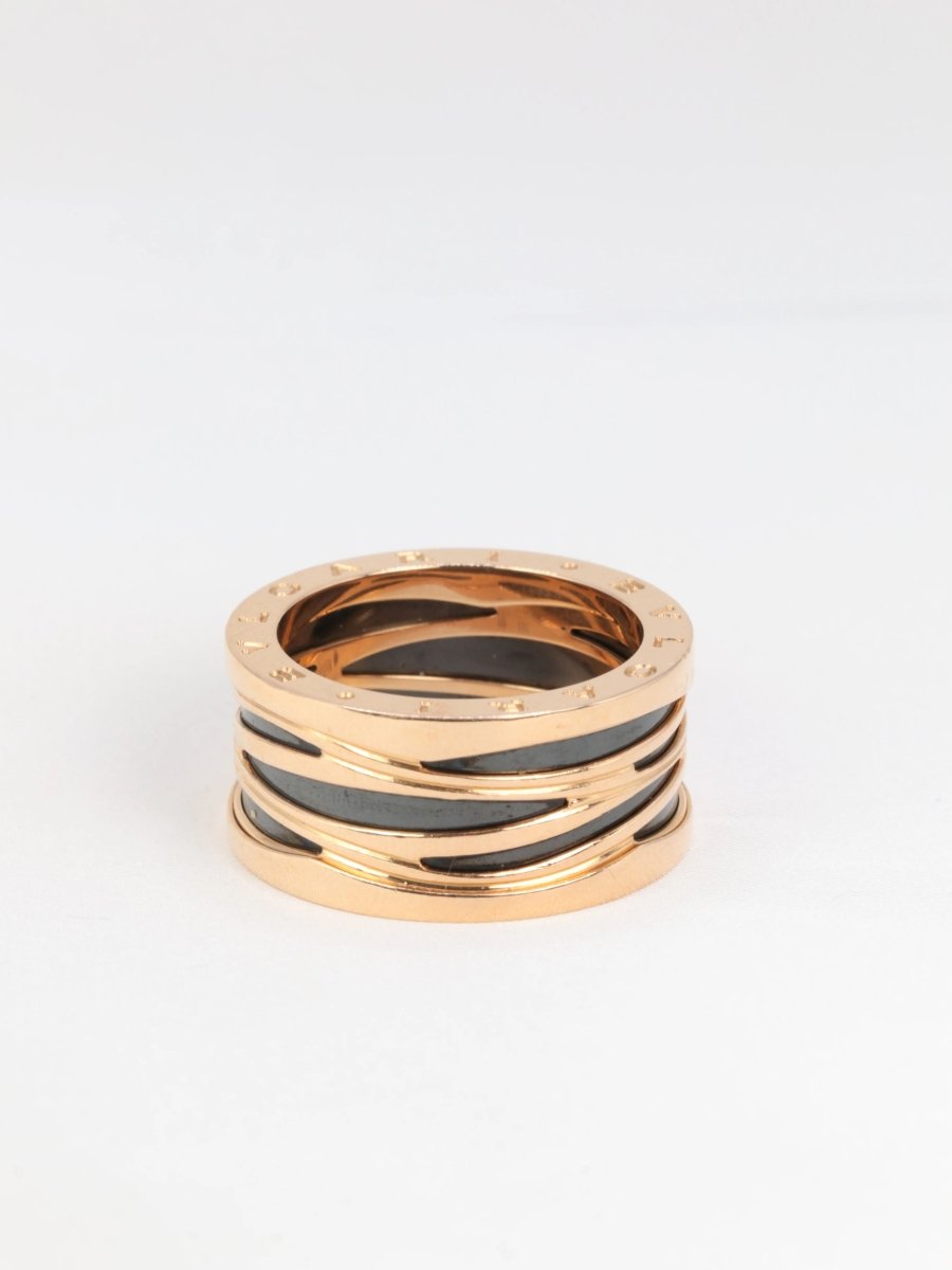 BULGARI - Bague B.zero1 Design Legend Z. HADID Genderless, or rose et céramique - Castafiore