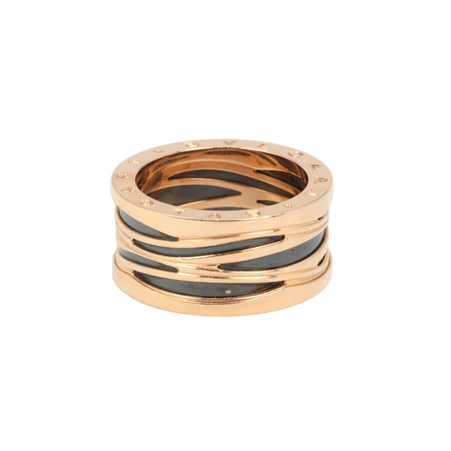 BULGARI - Bague B.zero1 Design Legend Z. HADID Genderless, or rose et céramique - Castafiore