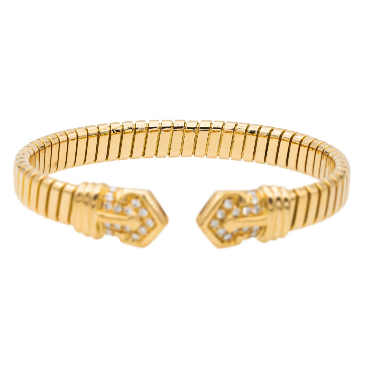 Bulgari Bracelet Maille tubogas Or jaune Diamant - Castafiore