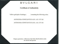 Bulgari Certified Monete Gold Rare Ancient Coin Earrings - Castafiore