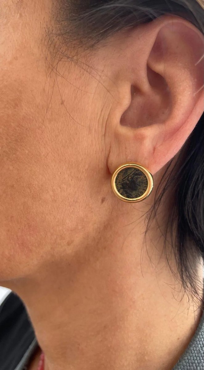 Bulgari Certified Monete Gold Rare Ancient Coin Earrings - Castafiore