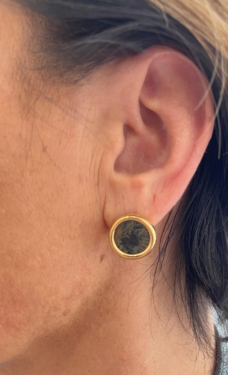 Bulgari Certified Monete Gold Rare Ancient Coin Earrings - Castafiore