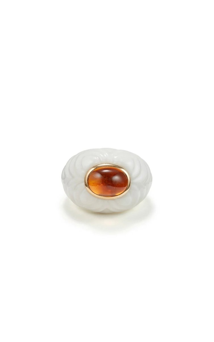 Bulgari Chandra Porcelain Citrine Gold Ring - Castafiore