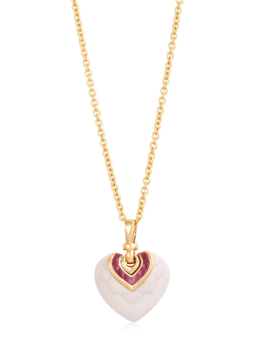 Bulgari Chandra Porcelain Ruby Gold Pendant - Castafiore