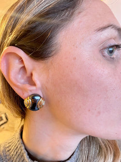 Bulgari Diamond Hematite 18 Karat Yellow Gold Earrings - Castafiore